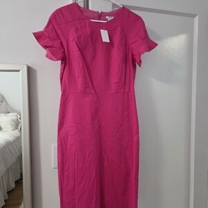 NWT J. Crew Factory Vibrant Pink Midi Dress